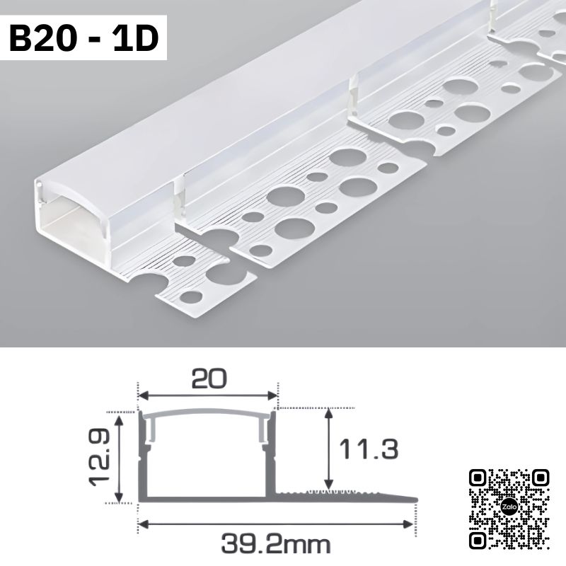 Thanh Nhôm Giấu Viền Uốn Cong Dài 1m5 | B20-1D